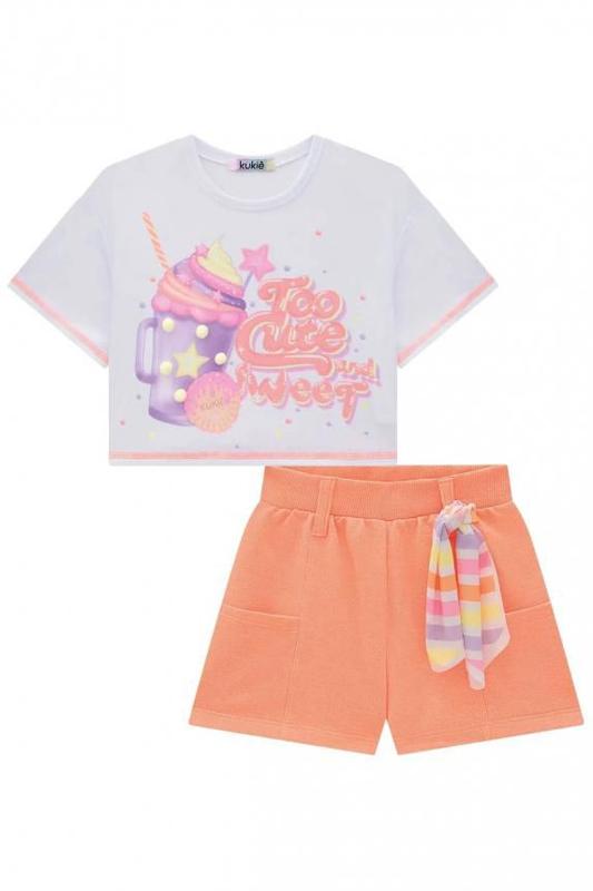 Conjunto de Boxy Over em Meia Malha e Shorts em Moletom sem